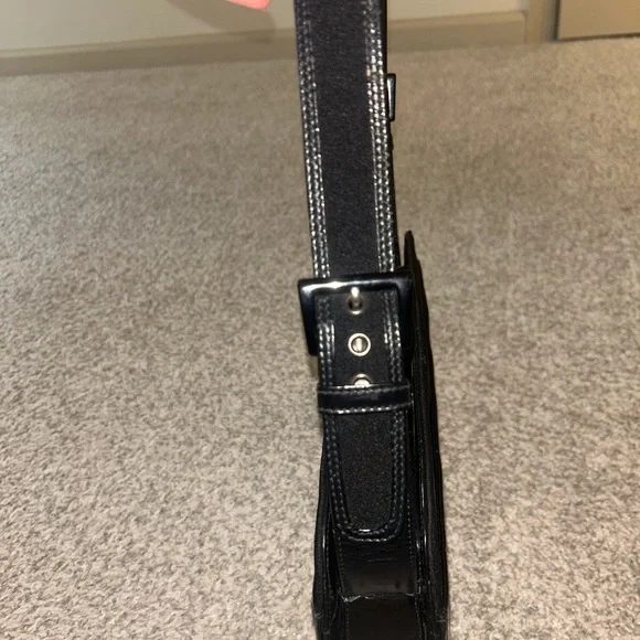 Prada Black Patent and Canvas Shoulder Clutch - Picture 4 of 6